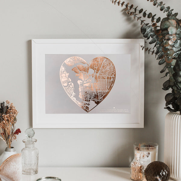 HEART MAP LOCATION PRINT // INVERTED