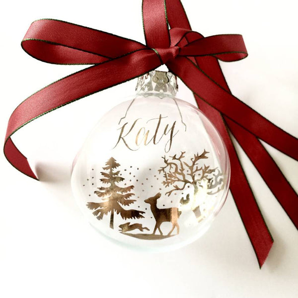 WINTER FOREST PERSONALISED CHRISTMAS BAUBLE